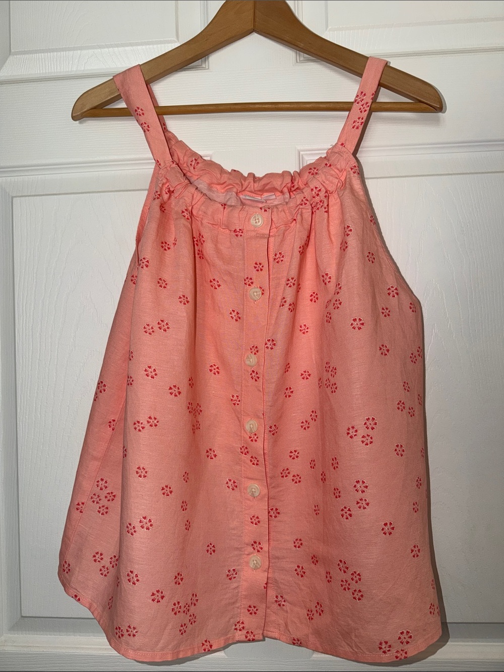 GAP Linen blend Button Front  Summer Coral Floral Tank Camisole